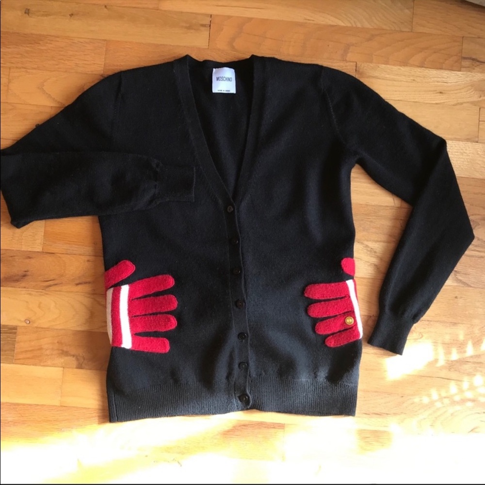 Moschino Sm black wool appliqué glove cardigan. - Picture 7 of 7